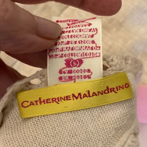 Catherine Malandrino Crochet Lace Up Midi Dress in Off White. Size P (X Small). - Picture 5 of 7